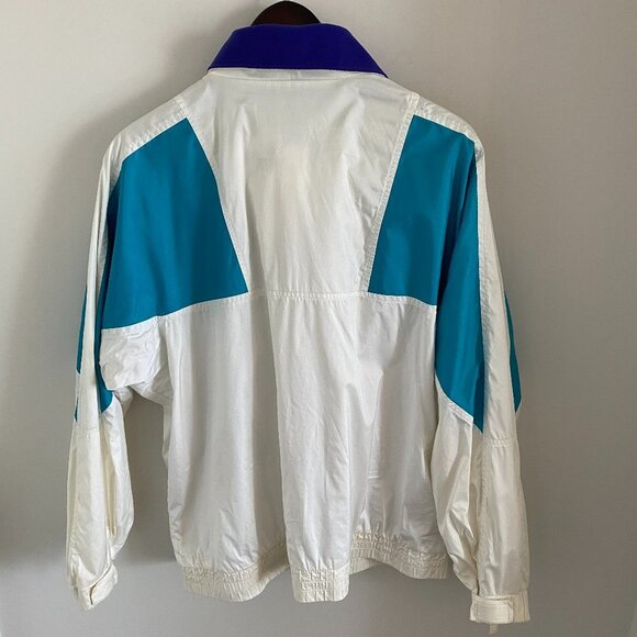 COLUMBIA WOMEN VINTAGE RADIAL SLEEVE WINDBREAKER THREE-COLOUR JACKET SZ L - Picture 2 of 9
